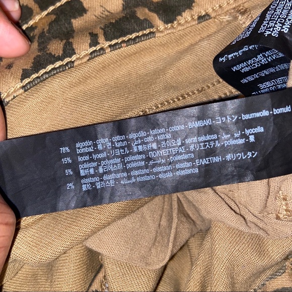 ZARA leopard print skinny jeans burgundy striped - Picture 11 of 11